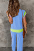 Color Block Detail Casual Two-piece Set